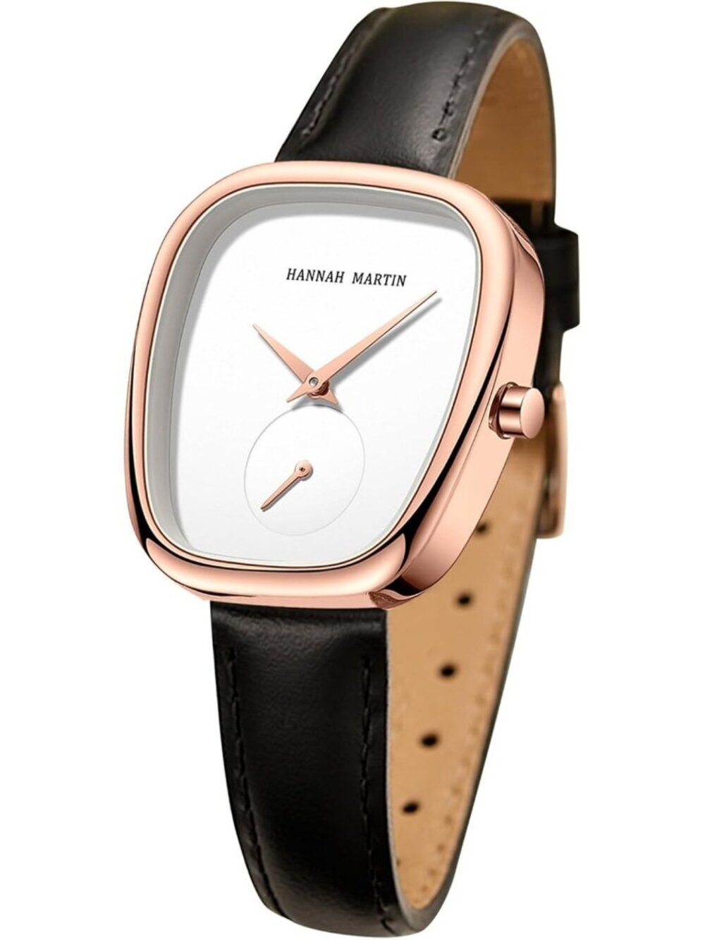 Women's White And Black Analog Leather Band Vintage Rectangular Luxury Watch